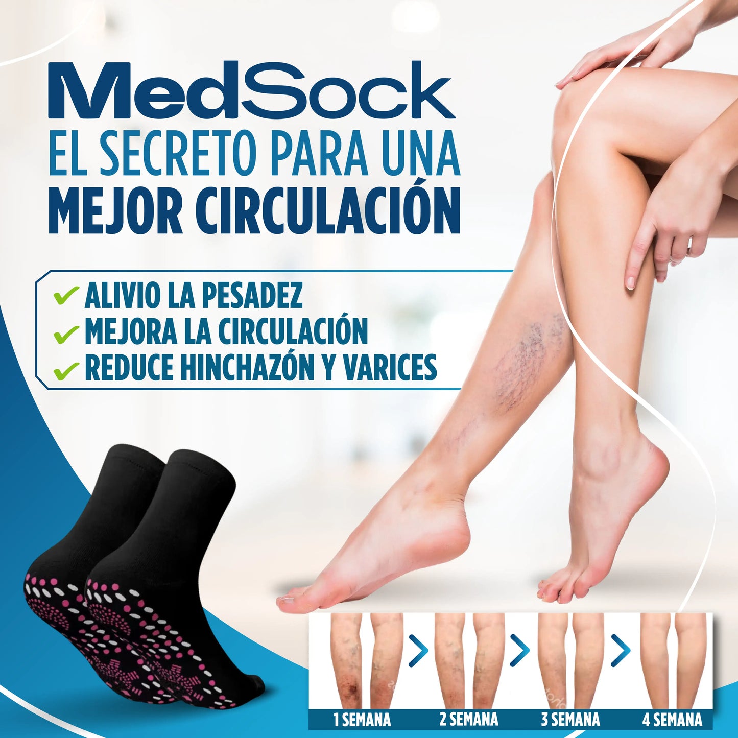 MedSock® - Medias de compresión de turmalina iónica con control de vena várice